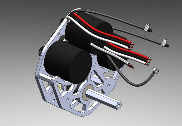 CAD model of our custom gearbox, front